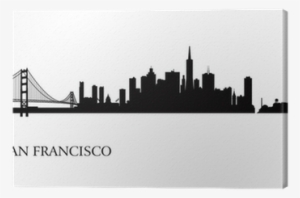 San Francisco City Skyline Silhouette Background Canvas - San Francisco Cityscape Silhouette #1768391