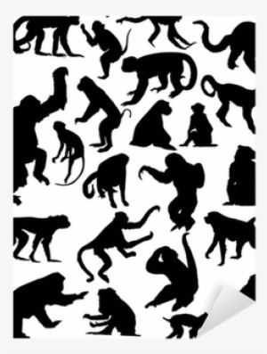 Twenty Two Black Isolated Monkey Silhouettes Sticker - Monkey Silhouette Two #1768594