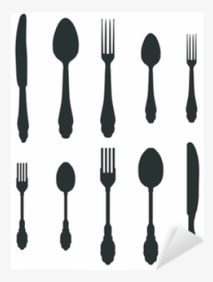 Silhouettes Of Spoon, Fork And Knife-vector Sticker - Still Life Photography #1770718