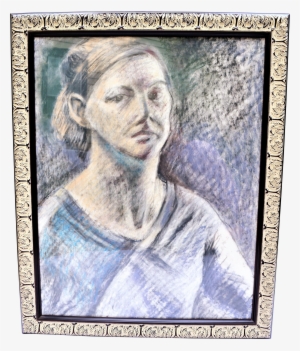 Vintage Graphite & Pastel Young Woman Portrait - Picture Frame #1789153