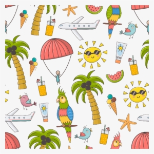 Hand-painted Enjoyment Of Summer Holiday Background - Summer Time Pattern #1789306