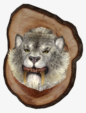 Mounted Snowy Sabre Cat Head - Skyrim Saber Cat Trophy #1794830