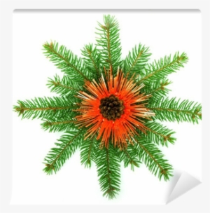 Snowflake Made From Christmas Tree Branches Wall Mural - Christmas Day #1795030
