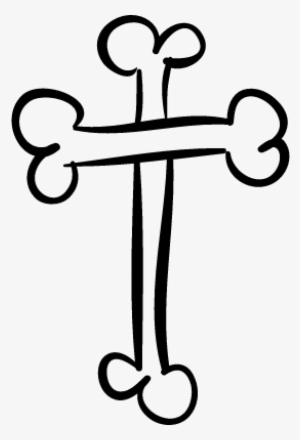 Bones Cross Religious Halloween Sign Outline Vector - Bone Cross #1797455