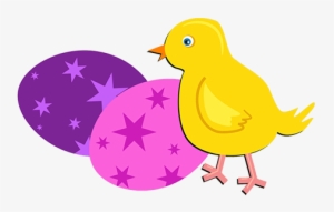 Chicken And Colore Easter Eggs - Transparent Background Easter Chick Png #182744