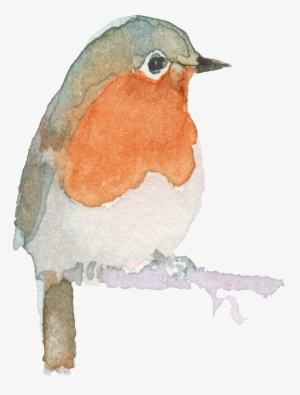 Hand Drawn Bird Sitting On A Tree Trunk Watercolor - Watercolor Painting #183584