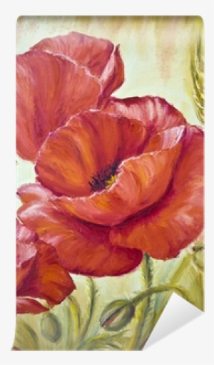 Poppies In Wheat, Oil Painting On Canvas Wall Mural #184230