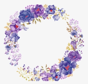 Ftestickers Watercolor Flowers Floralwreath Purple - Watercolor Art Paintings Flowers #184571