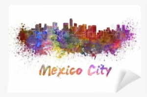 Mexico City Skyline In Watercolor Wall Mural • Pixers® - Watercolor Mexico #185643