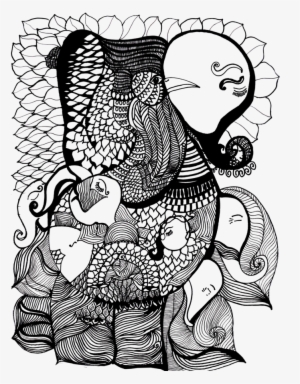 The Elephant - Buddha Doodle Art #186449