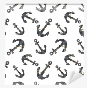 Watercolor Seamless Pattern With Anchors - Watercolor Painting #188284