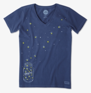 Women's Floating Fireflies Jar Crusher Vee - Life Is Good #1802757