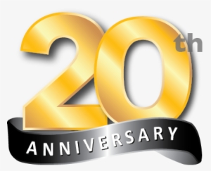 Gold 20th With Black Anniversary Ribbon Underneath - 20th Png #1802860