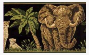 Dark Moss Jungle Animals Wallpaper Border #1805635