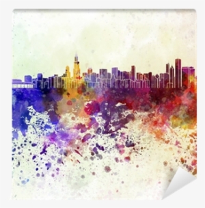 Chicago Skyline In Watercolor Background Wall Mural - Chicago Skyline Watercolor Background #1805903