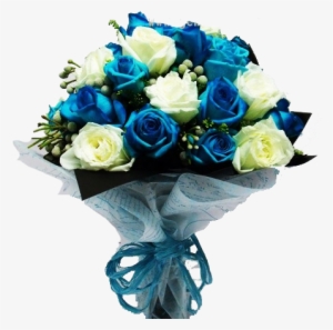 Blue Transparent Bouquet - Blue White Roses Png #1806951
