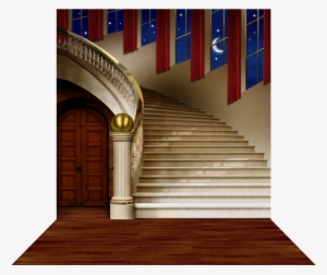 Curved Staircase With Red Curtains - Stairs #1808000