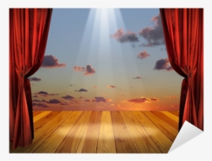 Theater Stage With Red Curtains And Spotlights Sticker - Atelier De Théâtre #1808064