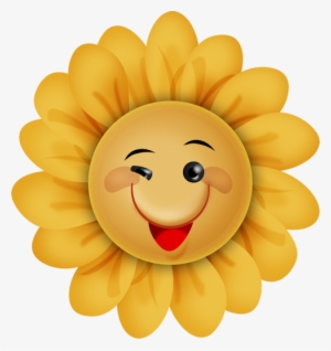 Cute Cartoon Smiling Sunflowers Vector Illustration - Cute Cartoon Flowers With Faces #1808445