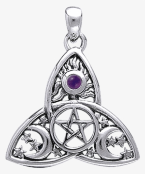 White Bronze Celestial Triquetra Pendant - Silver #1813625