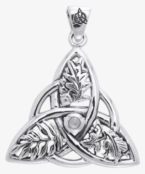 White Bronze Oak Ash Thorn Triquetra Pendant #1814081