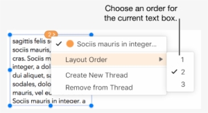A Linked Text Box Is Selected, And A Pop-up Menu Next - Text Box #1819591