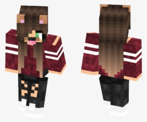 Cute Girl With Dog Filter - Dark Blue Hair Girl Minecraft Skin #1819908