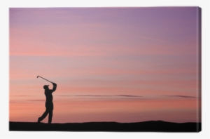 Golfer Silhouette Against Stunning Sunset Sky Canvas - Silhouette #1820194