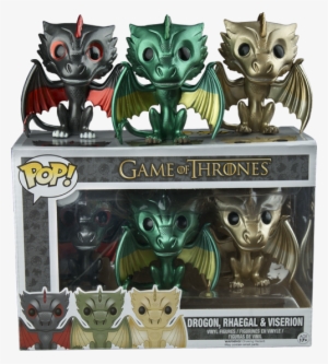Game Of Thrones Drogon, Rhaegal & Vision Metallic Dragon - Figurine Pop Game Of Thrones Dragon #1823837