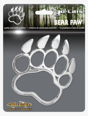 3d-cals Bear Paw, Chrome - Cruiser Accessories Bear Paw Automotive Decal, Chrome #1826584