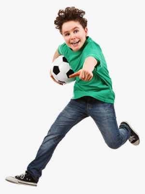 Elementary Student Jumping With Soccer Ball - Niño Corriendo Fondo Blanco #1827244