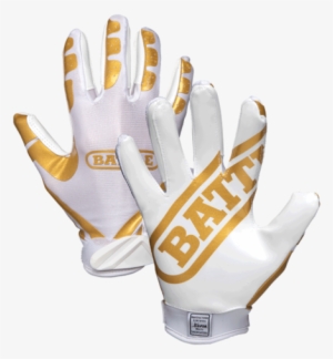 Battle Ultra-stick White/gold Youth Football Receiver - Battle Football Gloves Gold #1827947