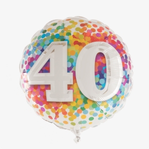 Inflated - 18 Inch Qualatex Age 40 Rainbow Confetti Round Foil #1830651