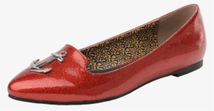 Red Sparkle Anchor Patent Pointed Toe Flats - Women's T.u.k. Lux De Ville Anchor Patent Flat Red #1834939