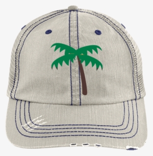 Palm Tree Emoji 6990 Distressed Unstructured Trucker - Hakuna Matata 6990 Distressed Unstructured Trucker #1836151