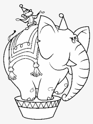 Elephant And Circus Monkey Coloring Page - Circus - Free Transparent ...