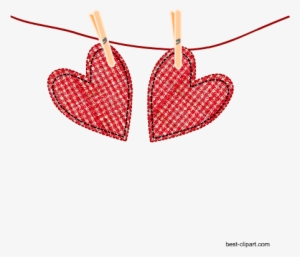 Two Hearts Hanging On A Wire Free Clip Art Graphic - Two Hearts #1841868