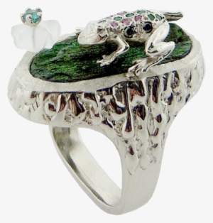 Frog Ring Design With Emeralds, Black Diamonds, Pink - Pre-engagement Ring #1842210