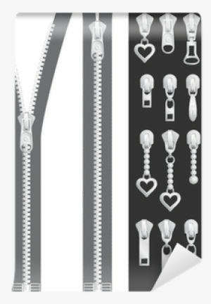 Open Zipper, Closed Zipper With Sliders Set Wall Mural - Zipper #1844410
