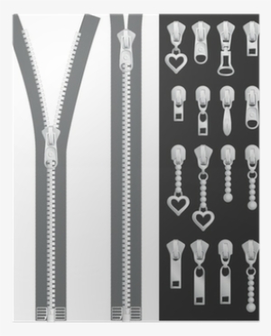 Open Zipper, Closed Zipper With Sliders Set Poster - Ilustracion De Cierres #1845152