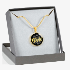 Gold Namaste Lotus Flower Circle Charm Necklace - Necklace #1847628