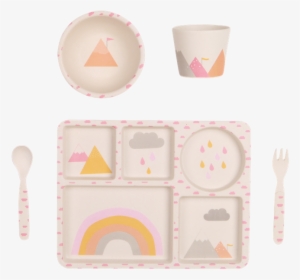 Love Mae Rainbows 5 Pc Set Bamboo Dinnerware #1847630