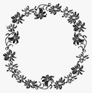 Pin Floral Circle Clip Art - Black And White Floral Border #1847634