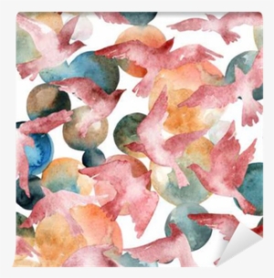 Abstract Watercolor Circles And Flying Birds Seamless #1847695 Abstract Watercolor Circles And Flying Birds Seamless #1847695