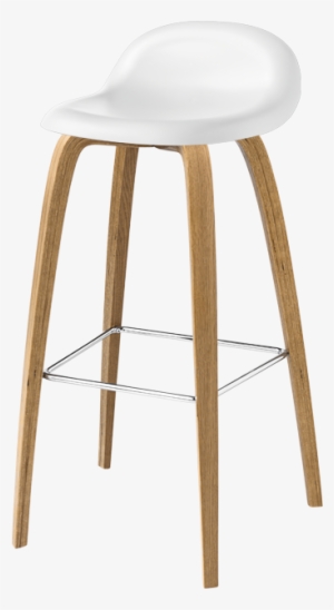 Gubi 3d Bar Stool In White Hirek Shell And Oak Legs - Gubi Gubi 3d Counter Stool - Wood Base #1848450