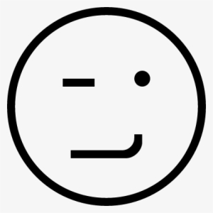 Winking Emoticon Outlined Face Vector - Black And White Happiness Emoji #1849065