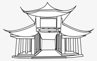 Net Clip Art Chinese Architecture Black White Line - Chinese House Coloring Pages #1849455