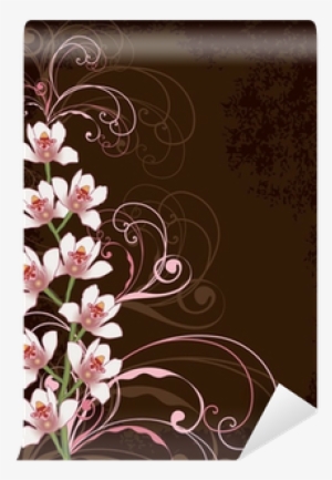 White Orchids With Pink Swirls And Grunge Frame Wall - Make A Creative Project Cover #1850568