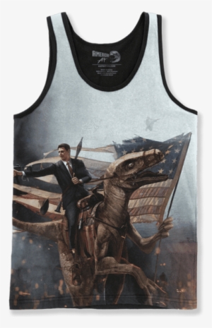 Ronald Reagan Velociraptor American Af Aaf Nation Png - Mountain T-shirt Size Xl #1853020