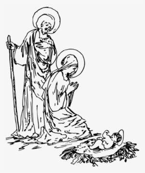 Nativity Black And White 8 Free Clip Art Nativity Scene - Nativity Scene Drawing #1854341
